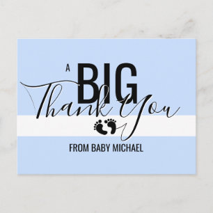 TACK Blue White Fey BOY Baby Shower Party Vykort