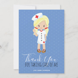Tack Blue White Polka Dot Blonde Nurse Kort