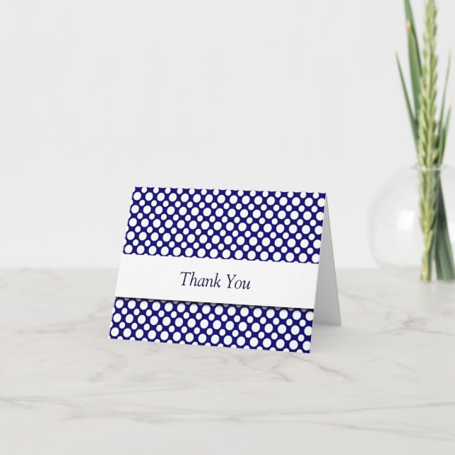 Tack Blue White Polka dots Card Kort (Framsida)