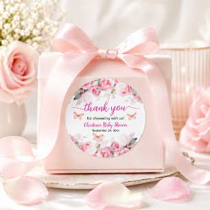 Tack Blush Rosor Baby Shower Runt Klistermärke
