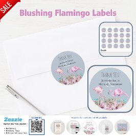 TACK Blushing Flamingo Tropical Beach Wedding Runt Klistermärke