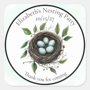 Tack Bo Nesting Party Fågelbo Fyrkantigt Klistermärke