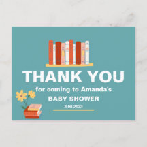 Tack Böcker och blomma Baby Shower Postkort