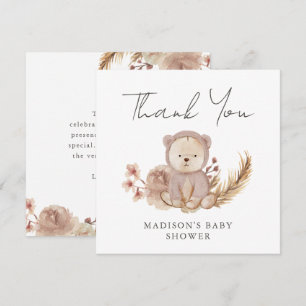 Tack Boho Botanical Sweet Bear Baby Shower Kort