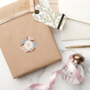 Tack Boho Chic Retro Blommigt Bröllop Runt Klistermärke