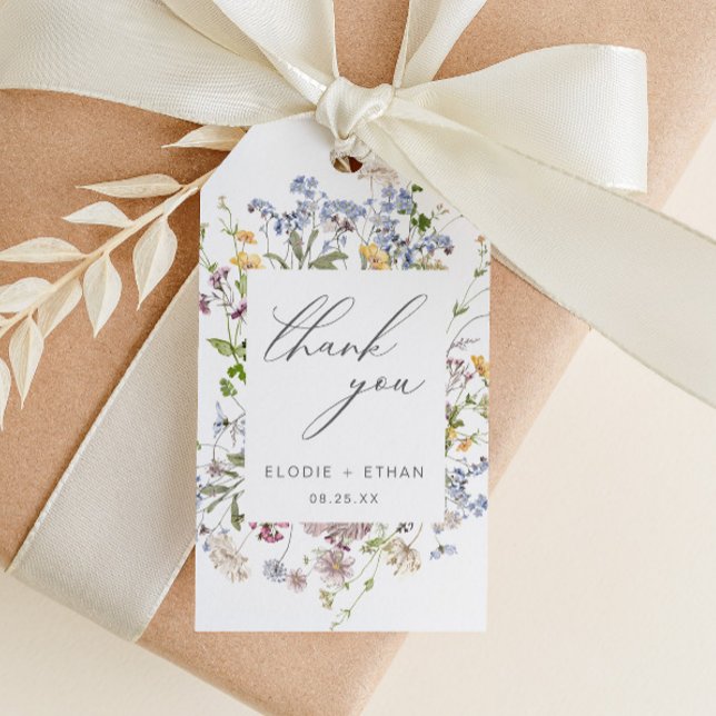 Tack Boho för Märkre för Wildblomsterbröllop Presentetikett (Skapare uppladdad)