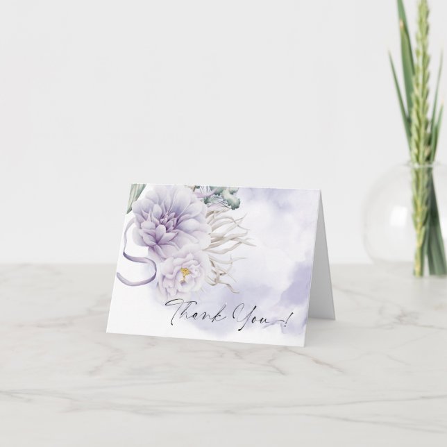 Tack | BOHO Watercolor Lilac Peony Kort (Framsida)