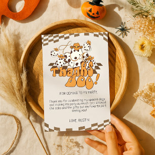 Tack Boo Cowboy Halloween Checkered Mönster Kort