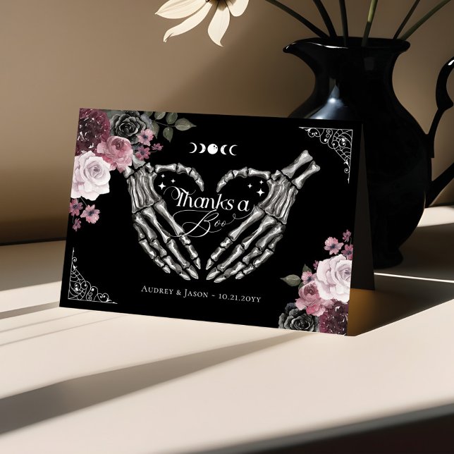 Tack Boo Gothic Skeleton Händer Heart Baby Shower (Thanks Boo Gothic Skeleton Hands Heart Baby Shower Thank You Card)