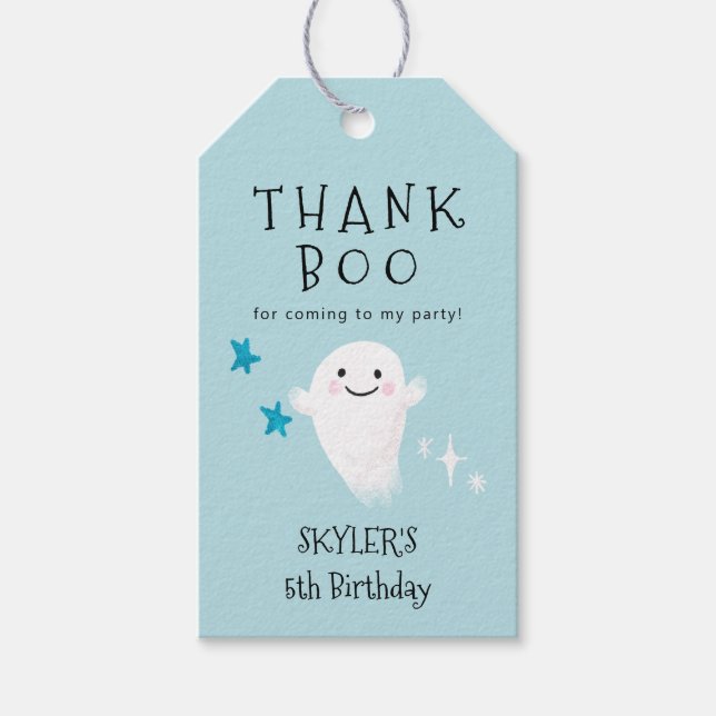 Tack Boo | Halloween Boy Födelsedagsfest Presentetikett (Framsidan)