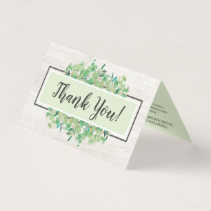 Tack botaniskt grönt eucalyptus Wood Card Kort