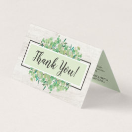 Tack botaniskt grönt eucalyptus Wood Card Kort