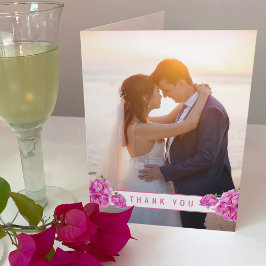 Tack, Bougainvillea rosa vattencolor bröllop Kort