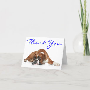 Tack Boxer Puppy Hund Notecard Kort
