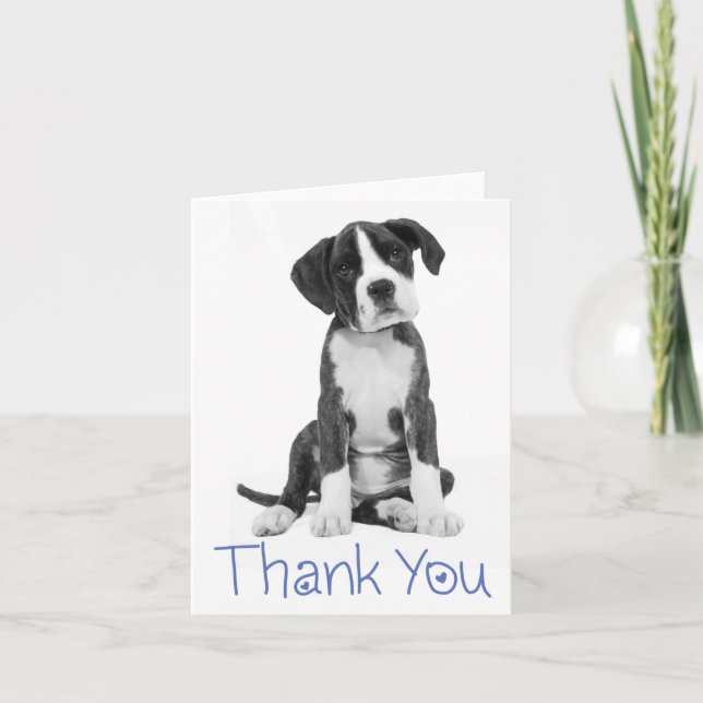 Tack Boxer Puppy Hund Notecard Kort (Framsida)