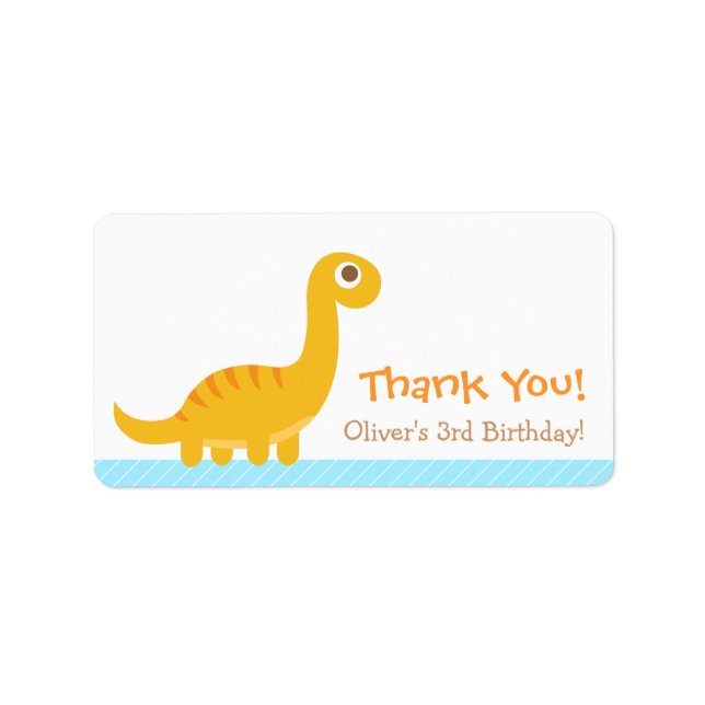 Tack Brachiosaurus dinosaur-tema-fest Adressetikett (Framsidan)
