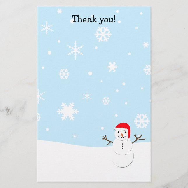 Tack brev Snögubbe julstubin Brevpapper (Framsida)