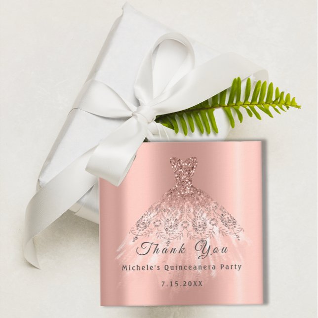 Tack Bridal 16: e Quinceanera-festklänning Rosa Gåvor Etiketter (Than You Bridal 16th Quinceanera Party Dress Rose Favor Tags)