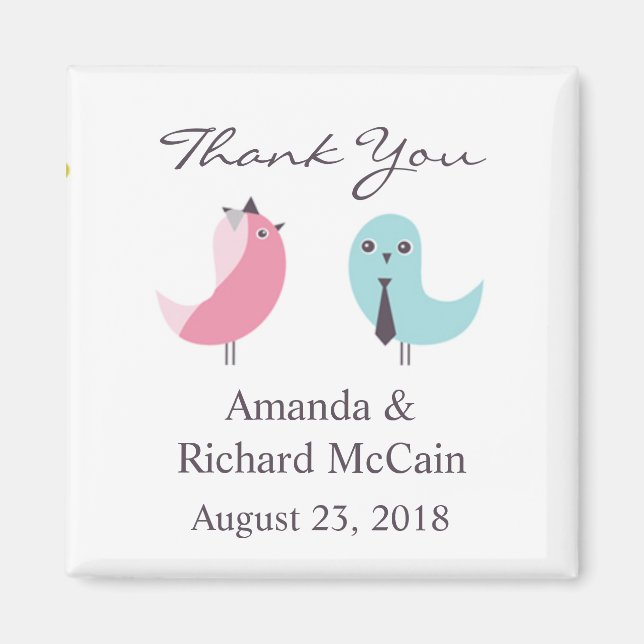 Tack Bride and Groom Birds Magnet (Framsidan)