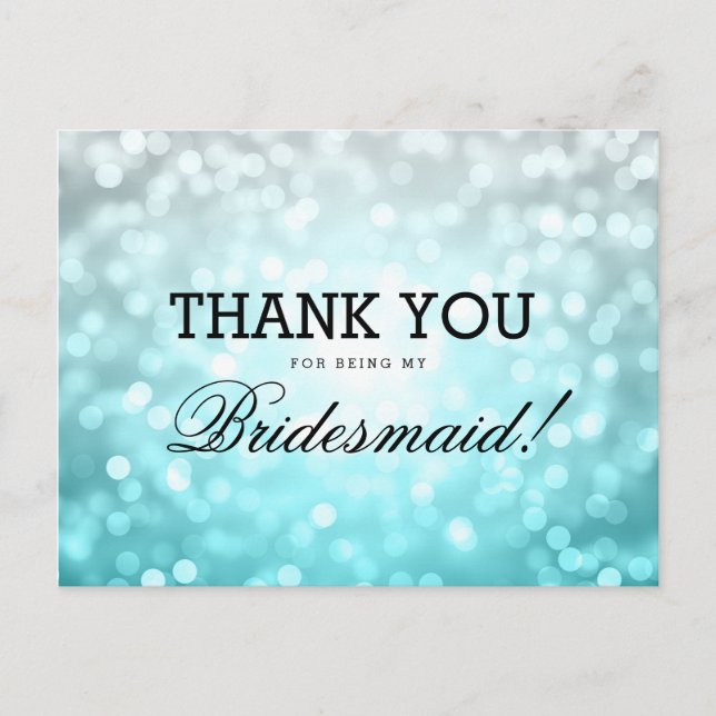Tack Bridesmaid Beach Ombre Glitter Ljus Vykort (Framsida)