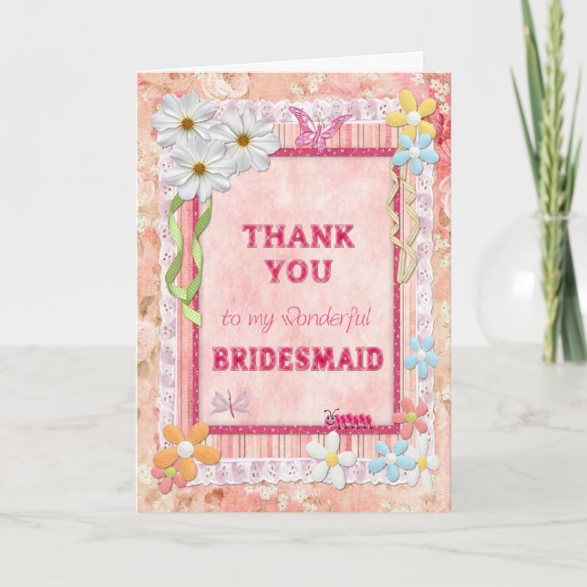 Tack, Bridesmaid, blomsterkort Tack Kort (Framsida)