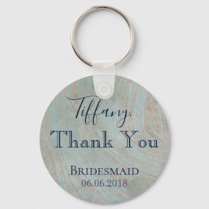 Tack Bridesmaid Blue och Copper Nyckelring
