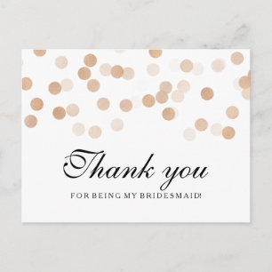 Tack Bridesmaid Copper Foil Glitter Ljus Vykort