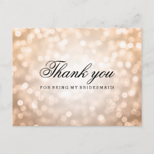 Tack Bridesmaid Copper Glitter Ljus Vykort