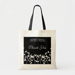 Tack Bridesmaid Gift Bag - Svartvit Blommigt Tygkasse