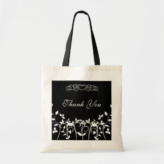 Tack Bridesmaid Gift Bag - Svartvit Blommigt Tygkasse