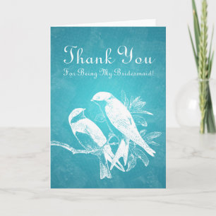 Tack Bridesmaid Love birds Blue Kort