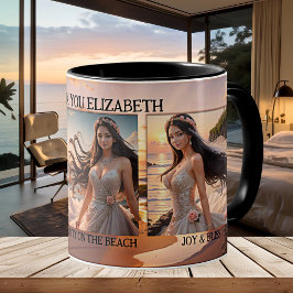 Tack Bridesmaid Photo Beach Wedding Kaffemugg