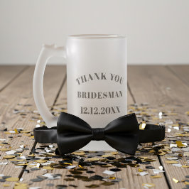 Tack Bridesman Bröllop Beer Glass Frostat Ölglas