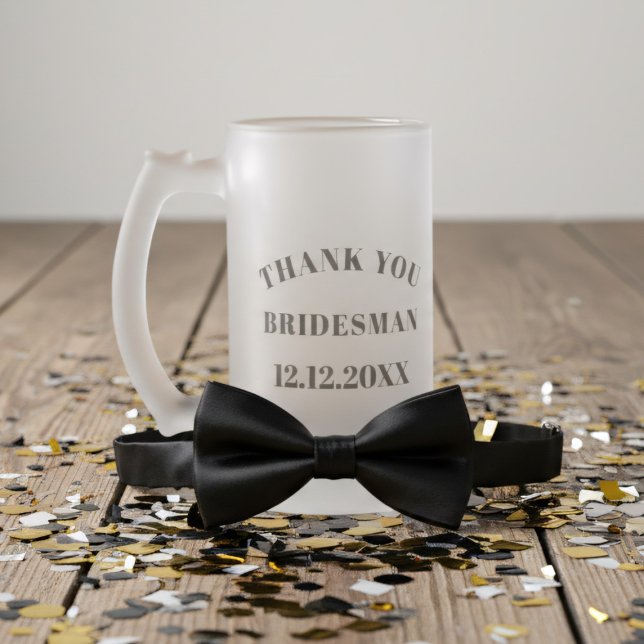 Tack Bridesman Bröllop Beer Glass Frostat Ölglas (Thank Your Bridesman in the form of a frosted beer mug. Add your wedding date)