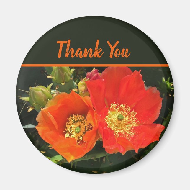 Tack Bright Red Cactus Bloom Photo Flower Magnet (Framsidan)