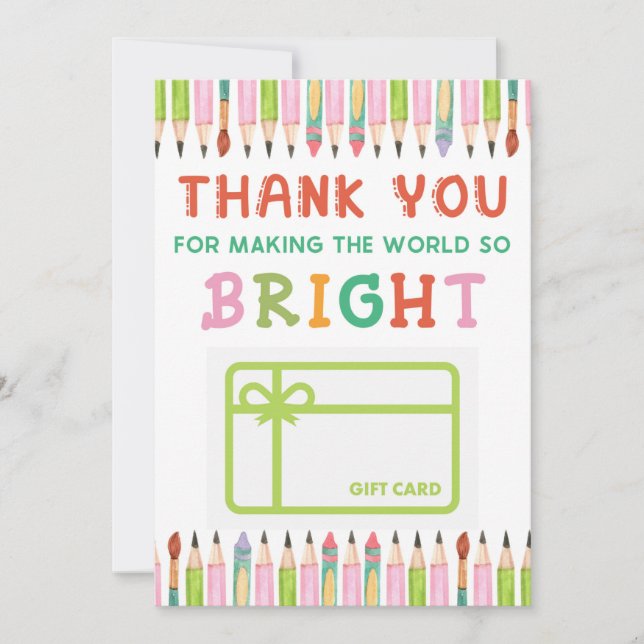 Tack Bright World Gift Card Holder Kort (Framsida)