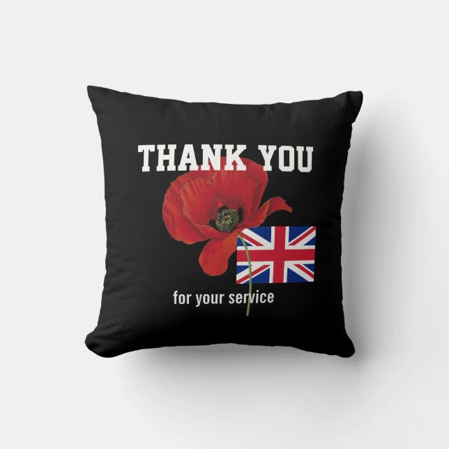TACK British Servicemen Poppy UNION JACK Kudde (Framsida)
