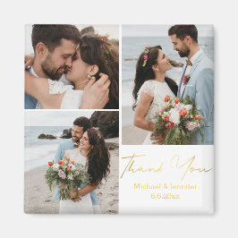 Tack, bröllop 3-foton från guld magnet