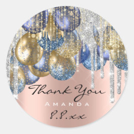 Tack Bröllop Birthday Ballons Blue Silver Ro Runt Klistermärke