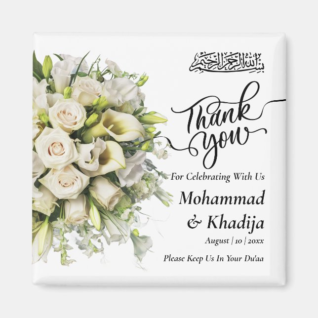 Tack Bröllop Bouquet Flower Nikah Walima Magnet (Framsidan)
