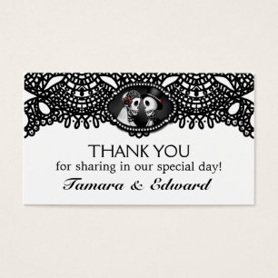 Tack Bröllop Card Halloween Skeletons Elegant Visitkort
