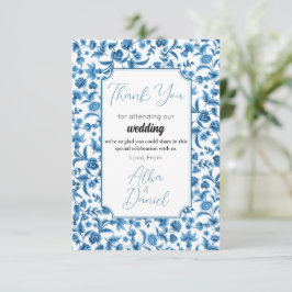 Tack Bröllop Chintz Blue & White Blommigt Ditsy Kort