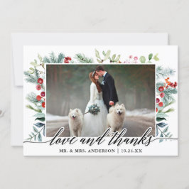 Tack Bröllop för Calligraphy Winter Greenery Kärle Kort