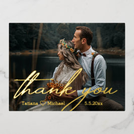 Tack,bröllop-foto med guldfärgad chic