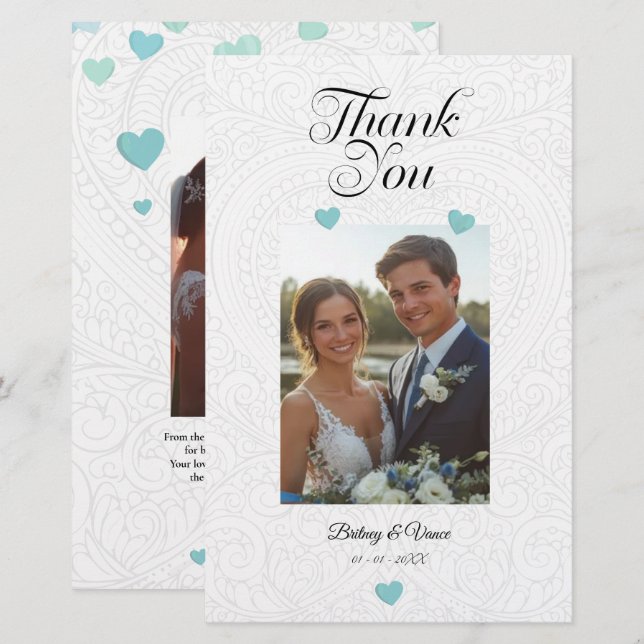 Tack - Bröllop-kort Brevpapper (Fram/baksida)