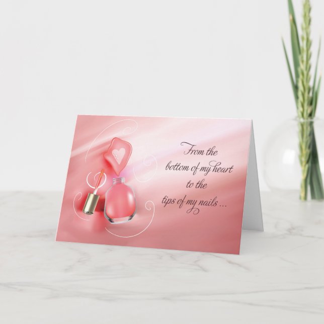 Tack Bröllop Manicurist Rosa Nagel Polen Kort (Framsida)