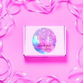 Tack Bröllop Sweet16th Glitter Holografisk Drippar Runt Klistermärke