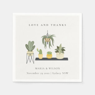 Tack, Bröllop, tack, Cute Pofied Leafy Succulants Pappersservett