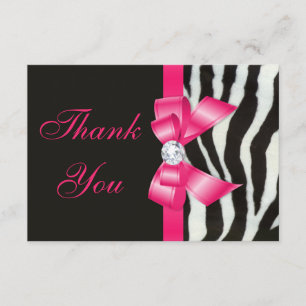 Tack Bröllop Zebra Rosa Båge Kort