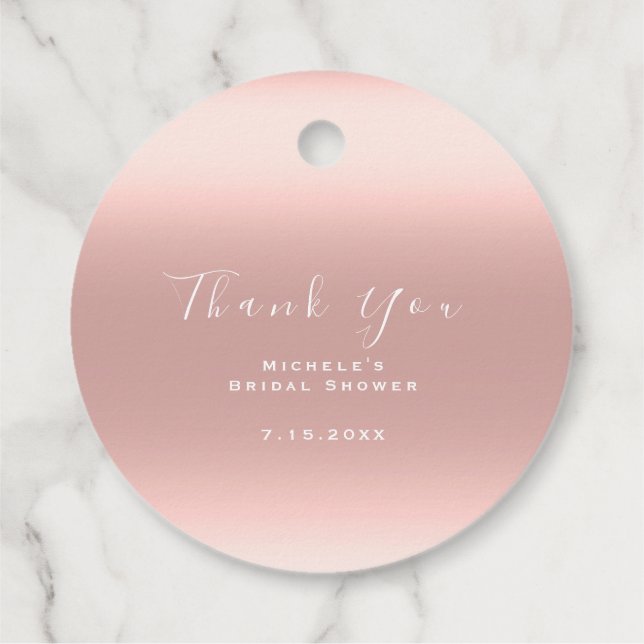 Tack Bröllopsdusch Sweet 16 Ombre Rosa Gåvor Etiketter (Baksida)